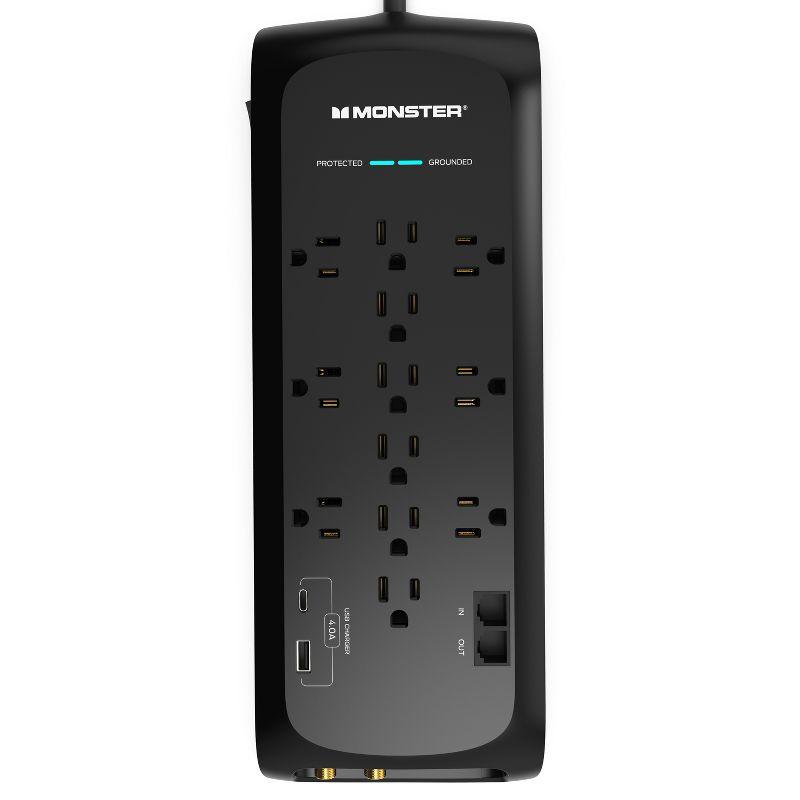 Monster 6ft Black Heavy Duty Power Strip Surge Protector