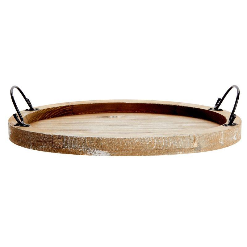 Farmlyn Creek Oval Wooden Serving Tray with Handles, Decorative Platter for Coffee Table, Living Room (15.75 x 10.8 x 1.25 In)