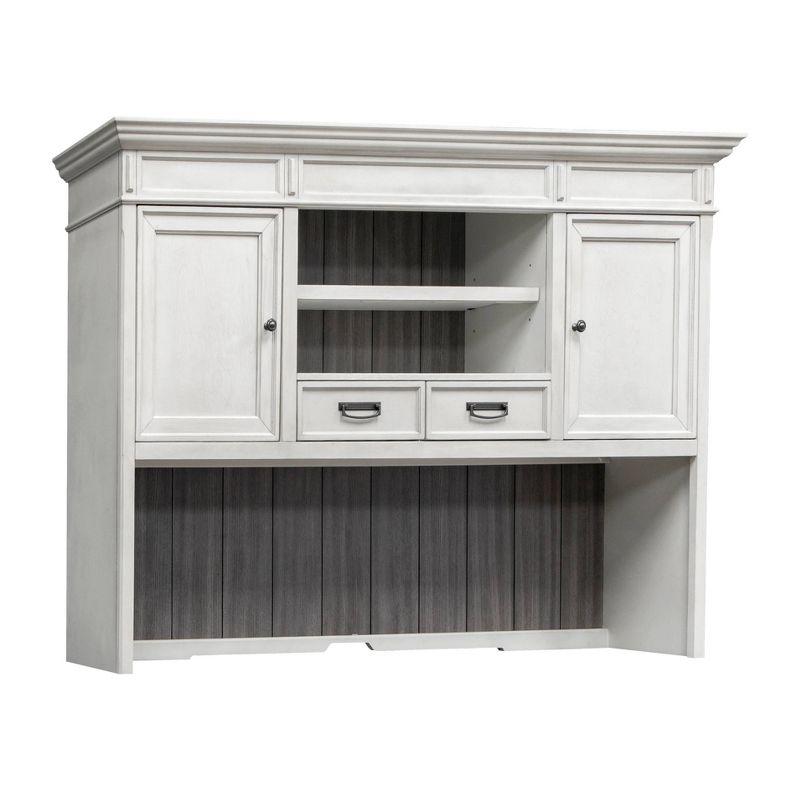 Hartford Weathered White Hardwood Hutch with Touch Lighting