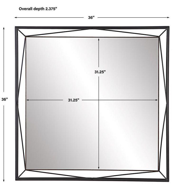 Modern Black Square Mirror with Wood Frame