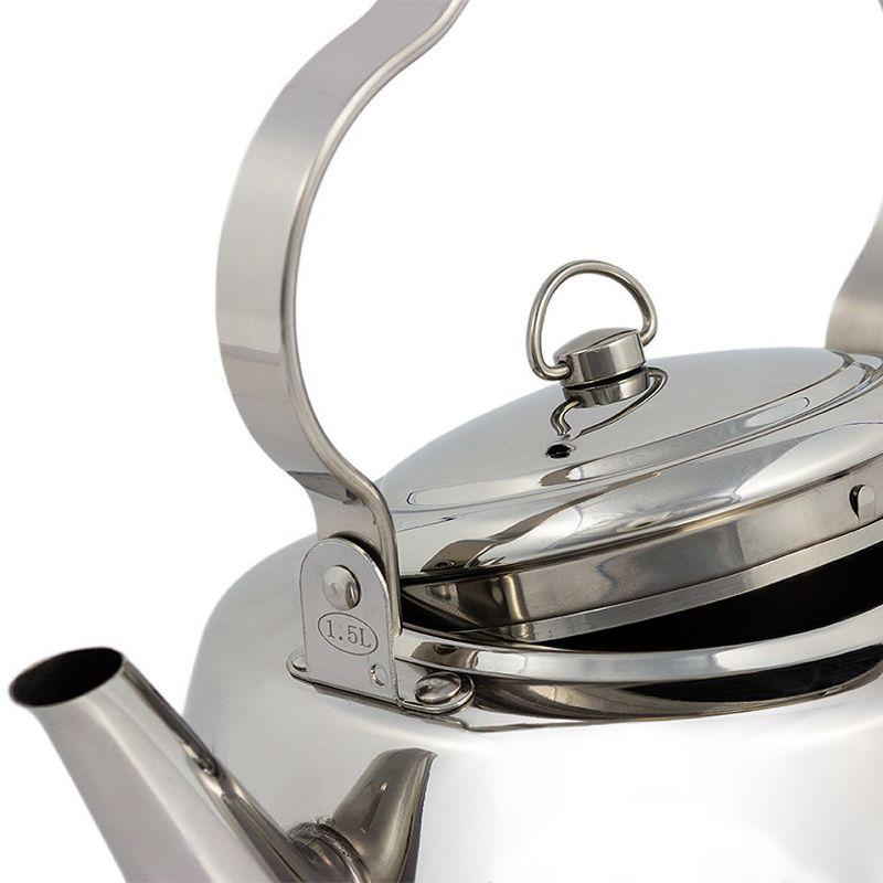 Petromax Stainless Steel Teakettle for Indoor/Outdoor Use Over an Open Campfire or in your Kitchen, Holds Up to 3.2 Qt