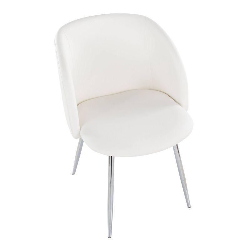 Set of 2 Fran Dining Chairs Chrome/White - LumiSource: Faux Leather Upholstered, Metal Legs, Modern Design