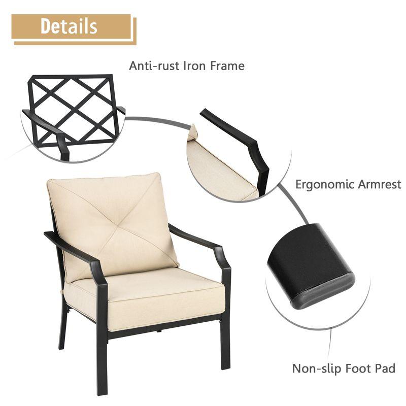 Tangkula Set of 2 Patio Dining Chairs Outdoor Armchairs w/Padded Cushions for Backyard Garden Balcony