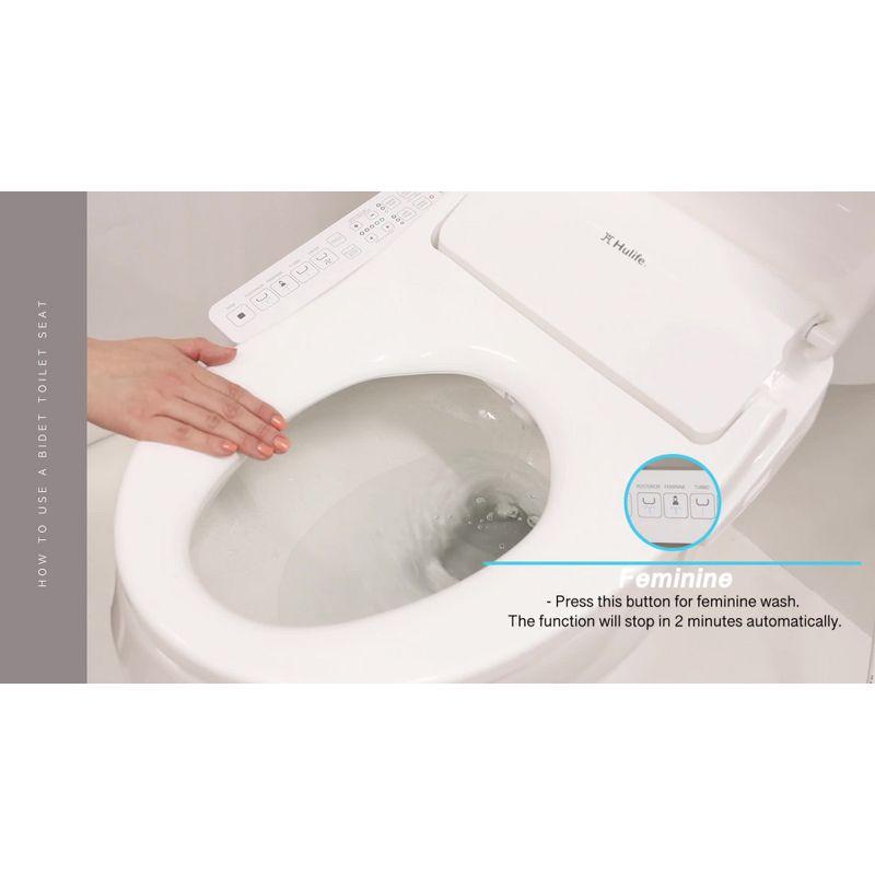 Hulife HLB-3000EC Electric Bidet Seat for Elongated Toilets White : Microfiber, Machine Washable, Non-Slip Backing