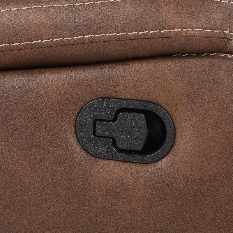 Katrine Manual Side Lever Recliner Sofa Brown - Steve Silver Co.: Luxurious Faux-Leather, Padded Armrests