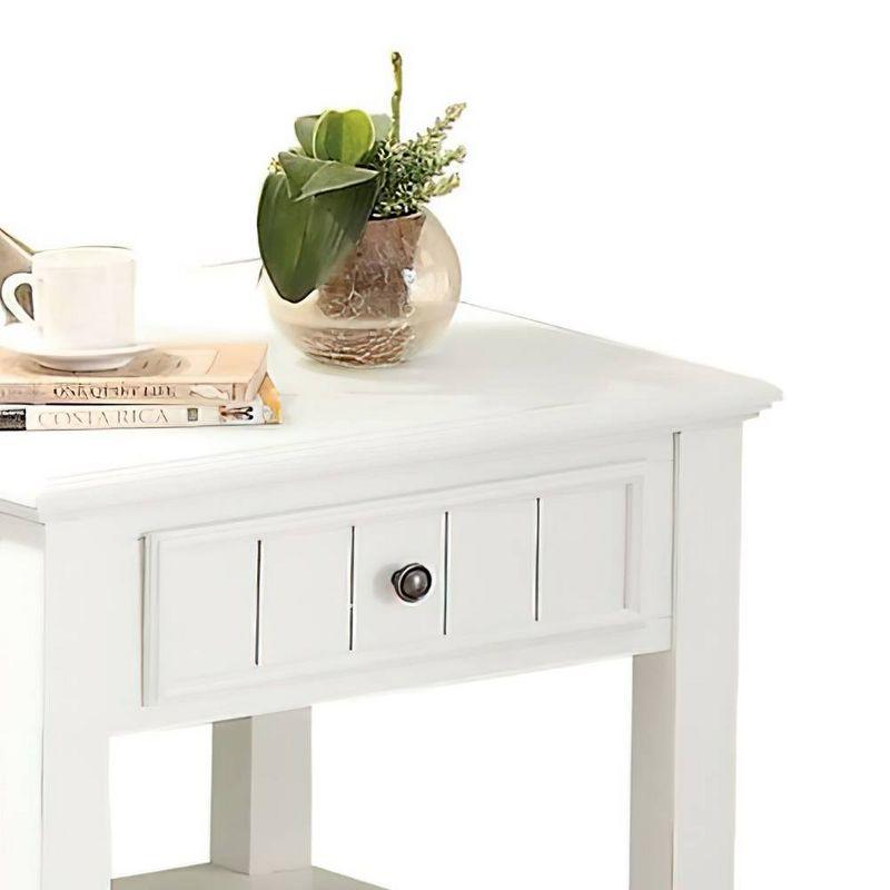 24" Natesa Accent Table White Washed - Acme Furniture: French Country Style, 24-Inch Side Table with Storage Drawer