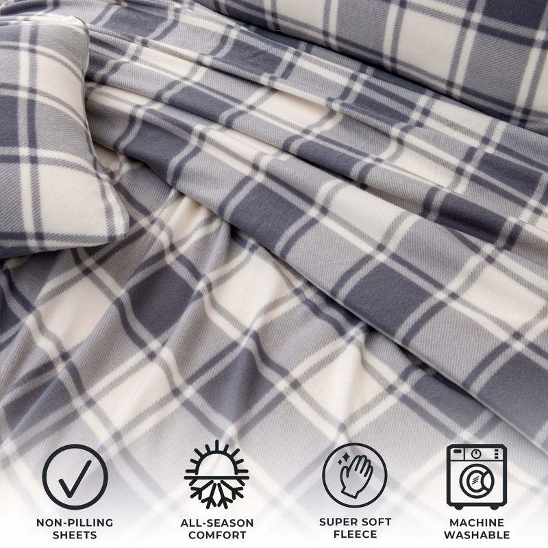 Soft Polar Fleece Plaid Sheet Set - Great Bay Home