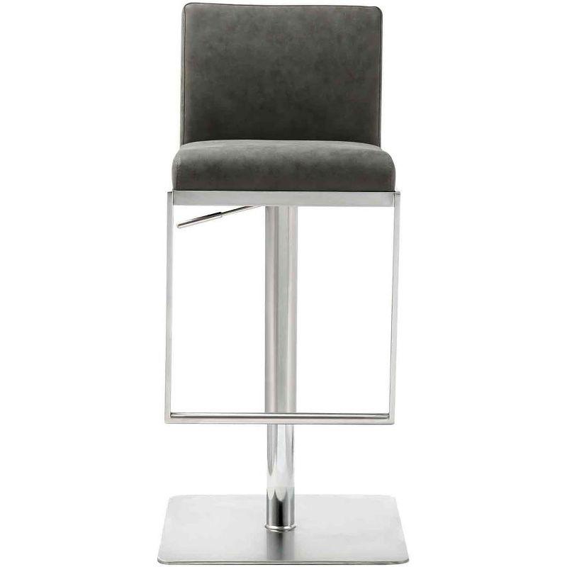 Whiteline Modern Living Clay Barstool Grey adjustable height and square stainless steel base.