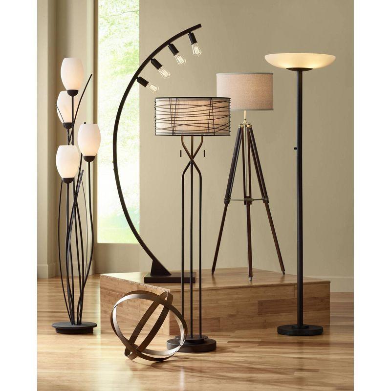 Possini Euro Design Meridian Light Blaster Modern Torchiere Floor Lamp 72" Tall Oil Rubbed Bronze LED Frosted Glass Shade for Living Room Bedroom Home