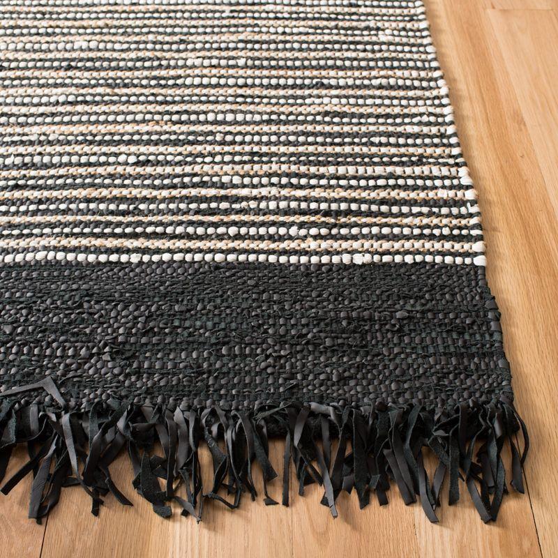 Vintage Leather VTL373 Hand Woven Accent Rug - Black/Multi - 3'x5' - Safavieh.