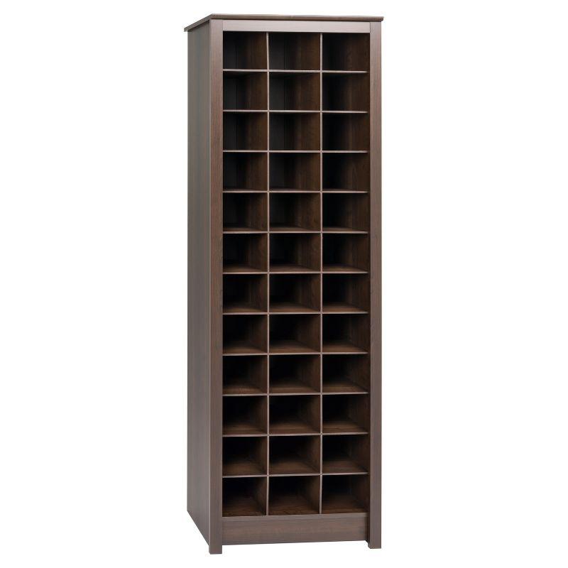 Espresso 36-Cubby Space-Saving Shoe Storage Cabinet