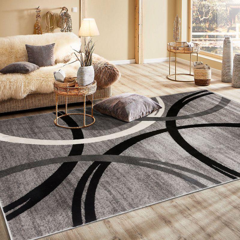 World Rug Gallery Contemporary Abstract Circles Design Gray 5'3" x 7'3" Area Rug
