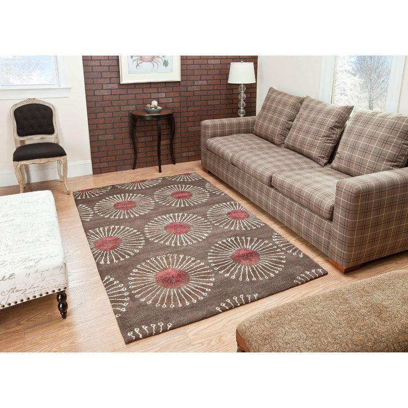 Handmade Tufted Round Coffee Brown Wool Viscose Rug