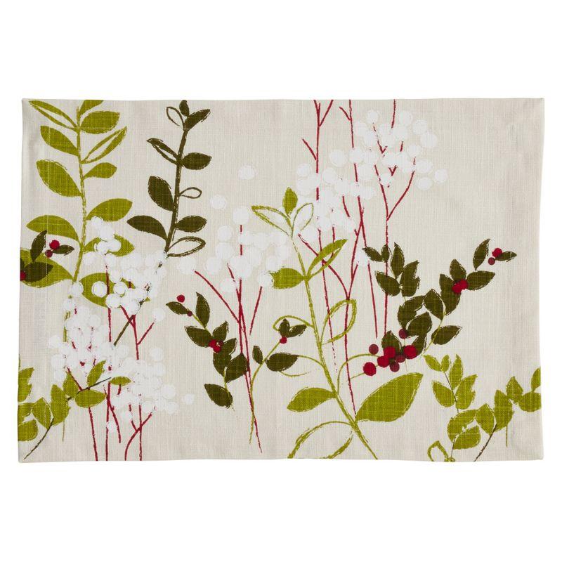 Natural Holiday Botanical Print Cotton Placemats, Set of 4