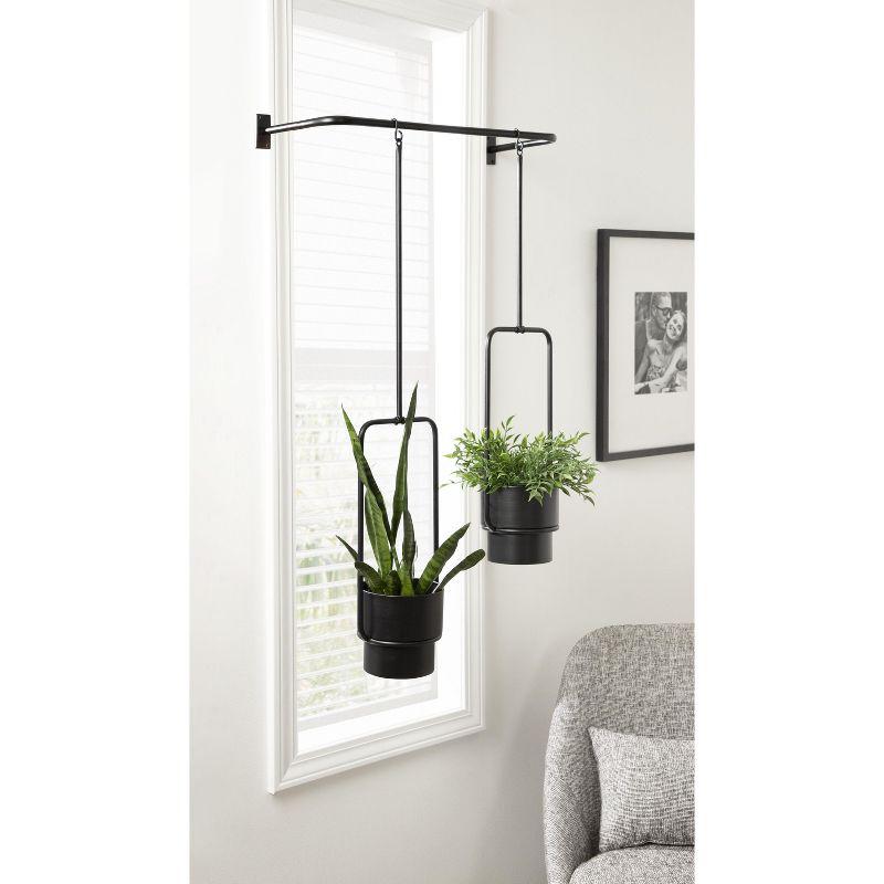 Kate and Laurel Ascher Round Metal Hanging Planter, 24x8x39, Black