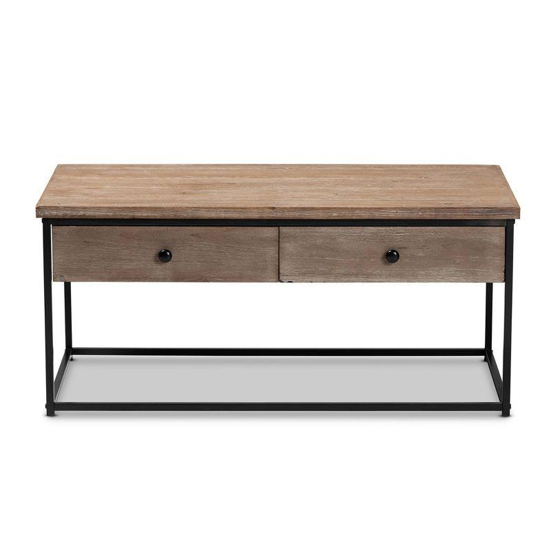 Roderick Wood & Metal Coffee Table with Storage, Industrial Design - Baxton Studio