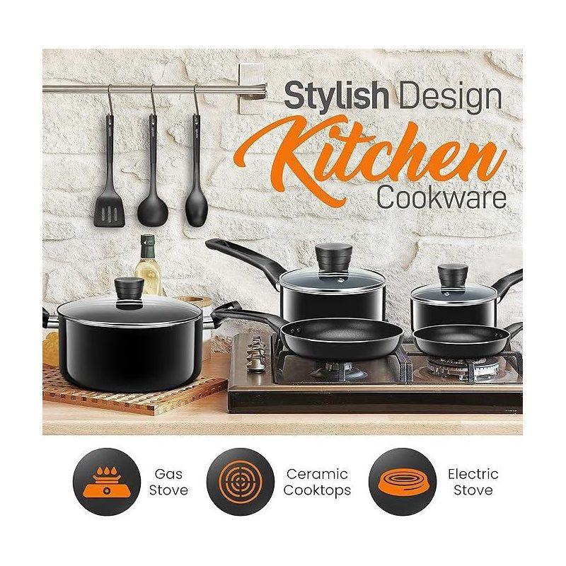 SereneLife 11 - Piece Non-Stick Aluminum Cookware Set