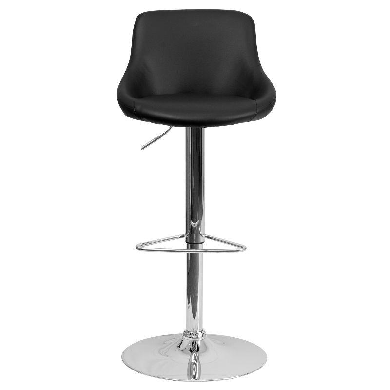 Sleek Black Vinyl and Chrome Adjustable Swivel Barstool