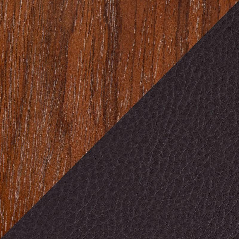 LumiSource Set of 2 Trilogy Upholstered Counter Height Barstools Brown/Walnut: Swivel, Chrome-Plated, Faux Leather