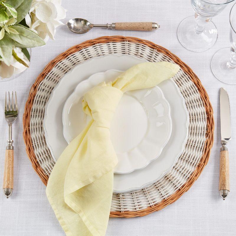 Saro Lifestyle Classic Pure 100% Linen Table Napkin (Set of 4), 20", Yellow