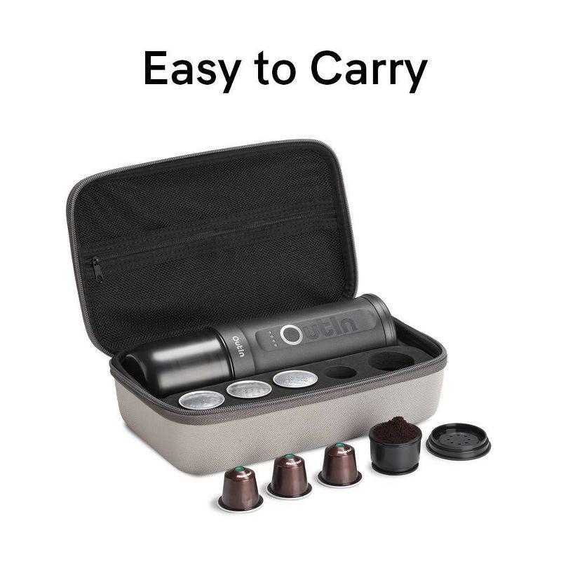 Outin Nano 2pk Portable Electric Espresso Machine with Protective Travel Case Space Gray