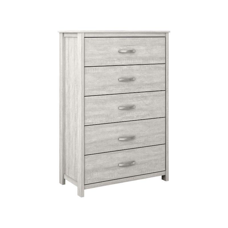 Layton 5-Drawer Chest in Dusty Gray Oak and White