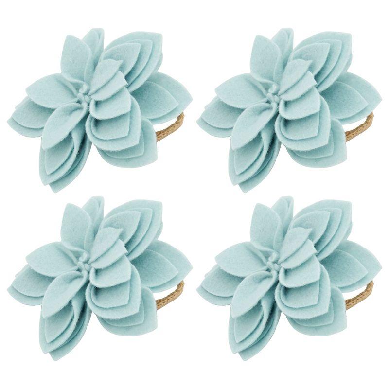Saro Napkin Ring Collection Flower: 100% Felt - Ring: 100% Jute Napkin Ring (Set of 4)