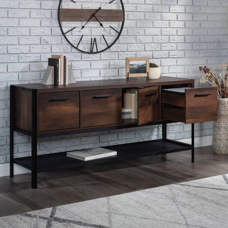 Briarbrook Office Credenza Barrel Oak - Sauder: Industrial Style, Laminated Surface, Metal Frame, 2-Drawer Storage