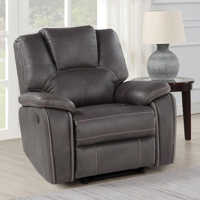 Charcoal Gray Contemporary 39'' Faux Leather Recliner