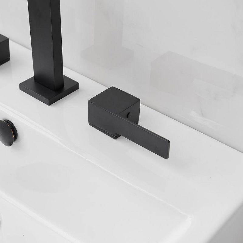 BWE 8 in. Widespread Double Handle Bathroom Faucet Water-Saving With Drain Kit In Matte Black