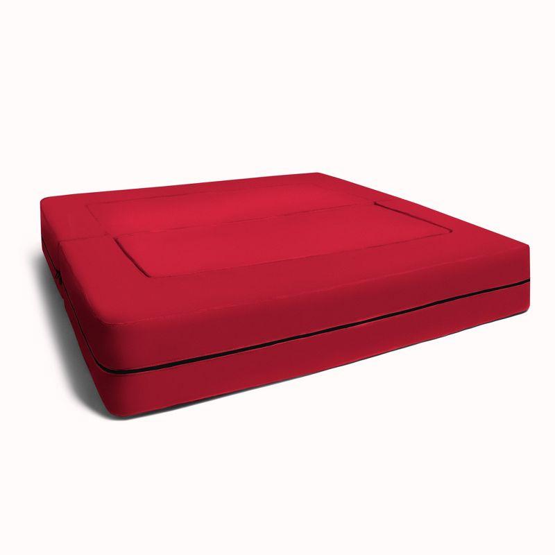 Jaxx Zipline Kids Sofa & Large Ottoman, 3 in 1 Fold Out Sofa, Big Kids Edition, Cherry