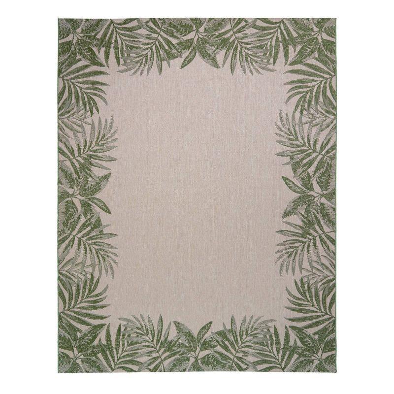 Gertmenian Paseo Tropic Green Palm Border Indoor/Outdoor Flatweave Area Rug