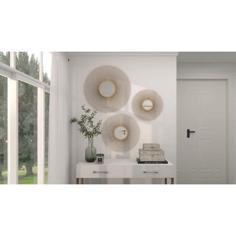 Metal Sunburst Round Wall Decor with Mirror Accent Set of 3 Gold - Olivia & May