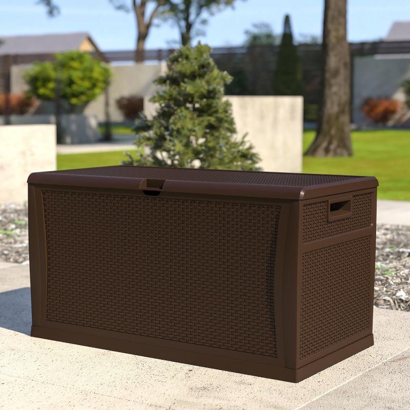 Marlin 120 Gallon Plastic Deck Box for Outdoor Patio Storage & Deck Organization