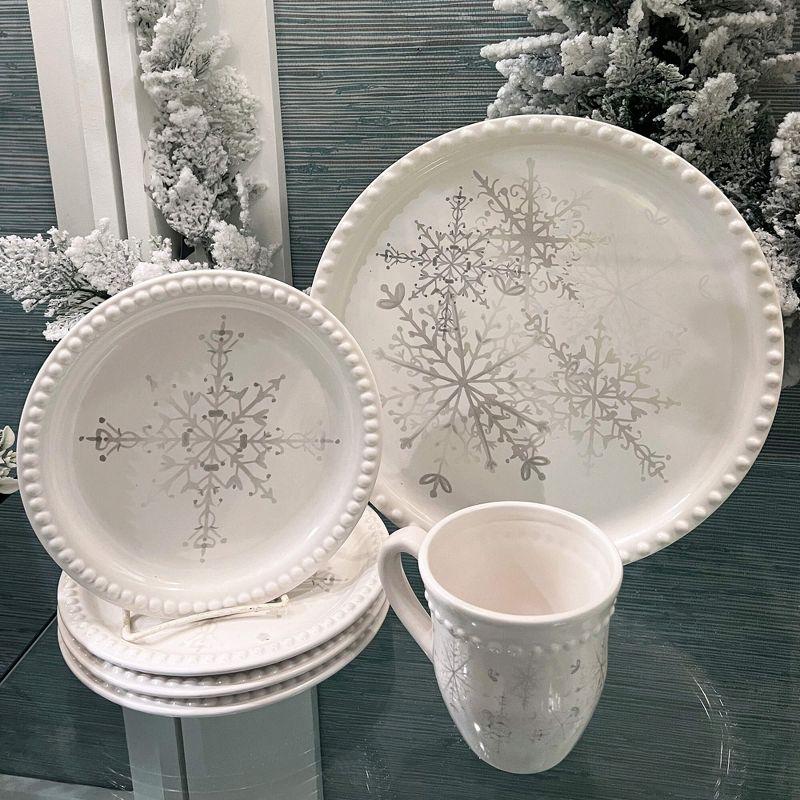 4.25"H Sullivans Christmas Silver White Snowflake Mug Set of 4  White-Blue