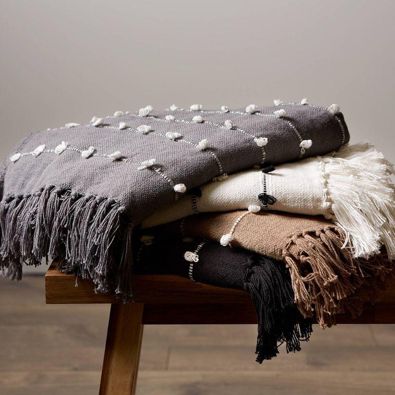 50"x60" Woven Loop Throw Blanket Off-White - Design Imports: Cotton, Hypoallergenic, Machine Washable