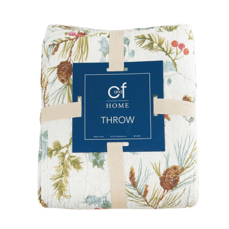 C&F Home Edith Quilted Holly Botanical Throw Blanket