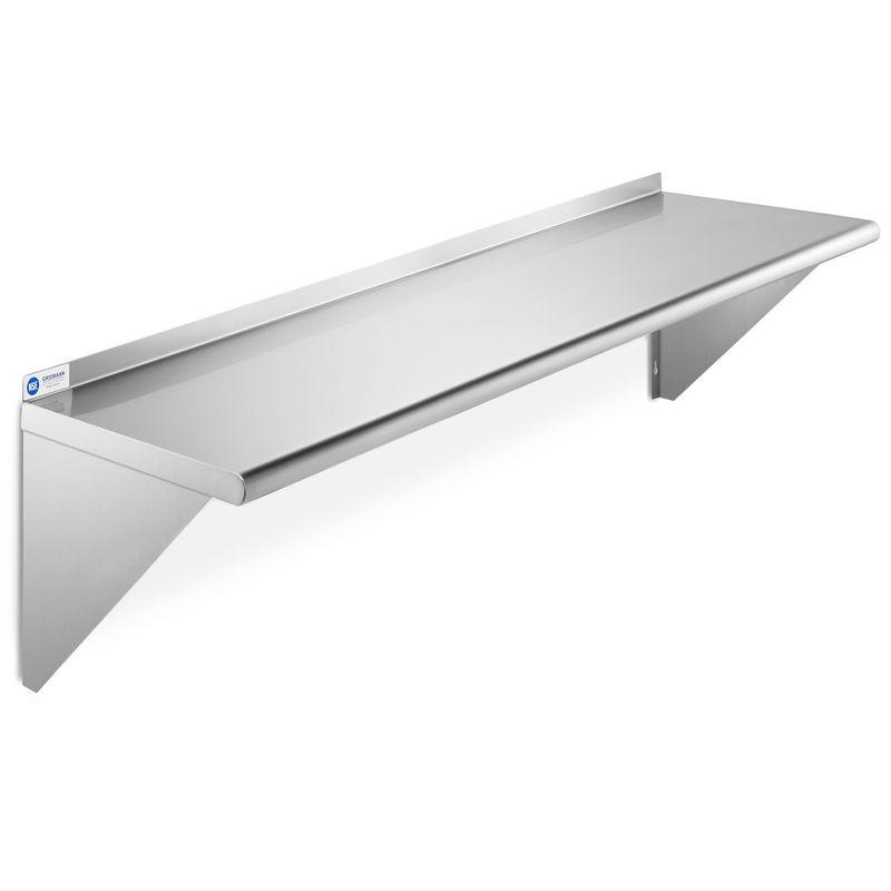 Stainless Steel 48" Wall Mount Shelf with Backsplash for Kitchen & Utility