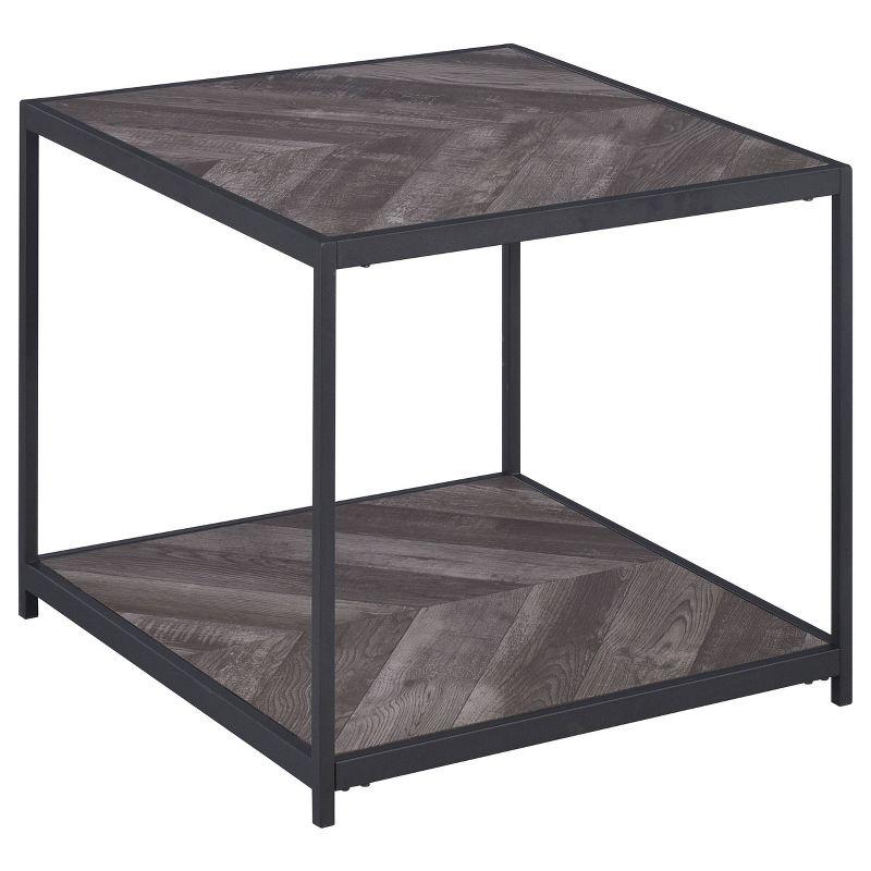 Beckley Wood End Table Gray Herringbone/Black - Coaster