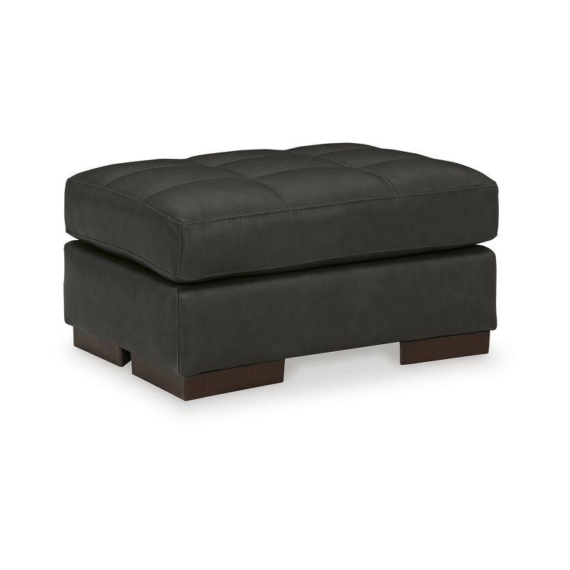 Signature Design by Ashley Contemporary Luigi Leather Ottoman, Black