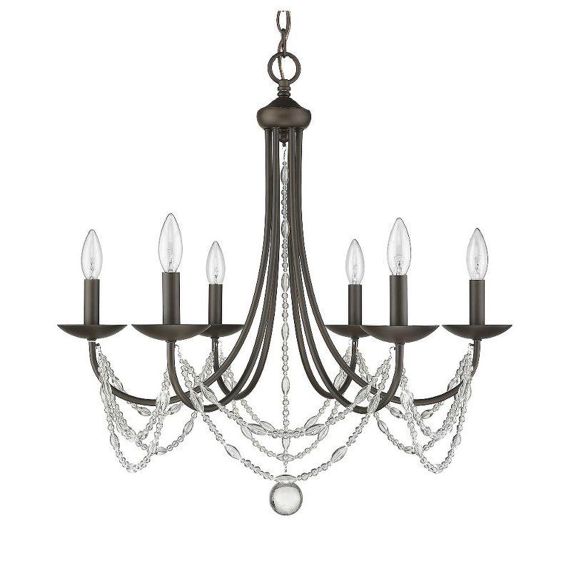 Golden Lighting Mirabella 6-Light Chandelier in Rubbed Bronze