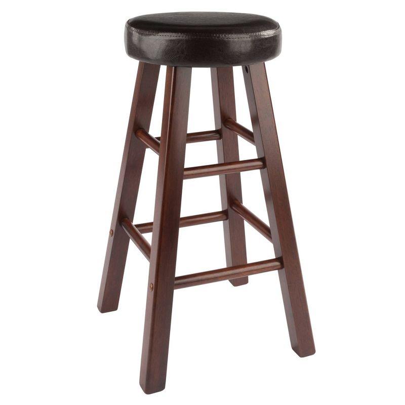 24" 2pc Maria Cushioned Counter Height Barstools Walnut/Espresso - Winsome: Faux Leather, Solid Wood Frame, Footrests