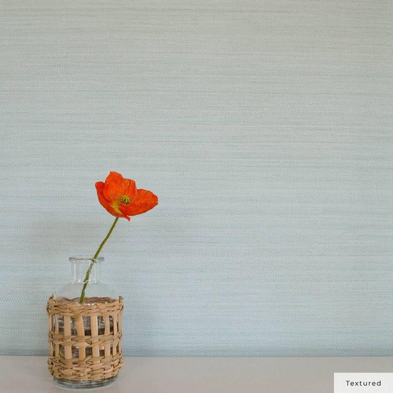Tempaper & Co.® Faux Horizontal Grasscloth Removable Peel and Stick Wallpaper, Textured Seaglass, 56 sq ft: Vinyl, Prepasted
