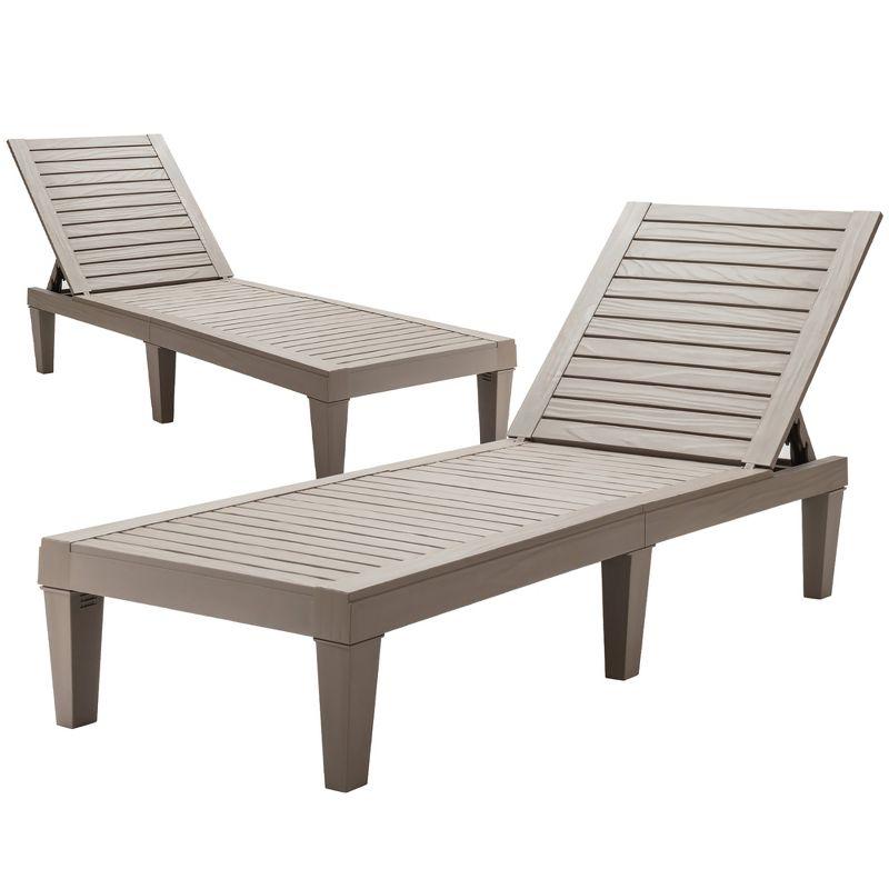 Adjustable Brown Polypropylene Outdoor Chaise Lounge Set