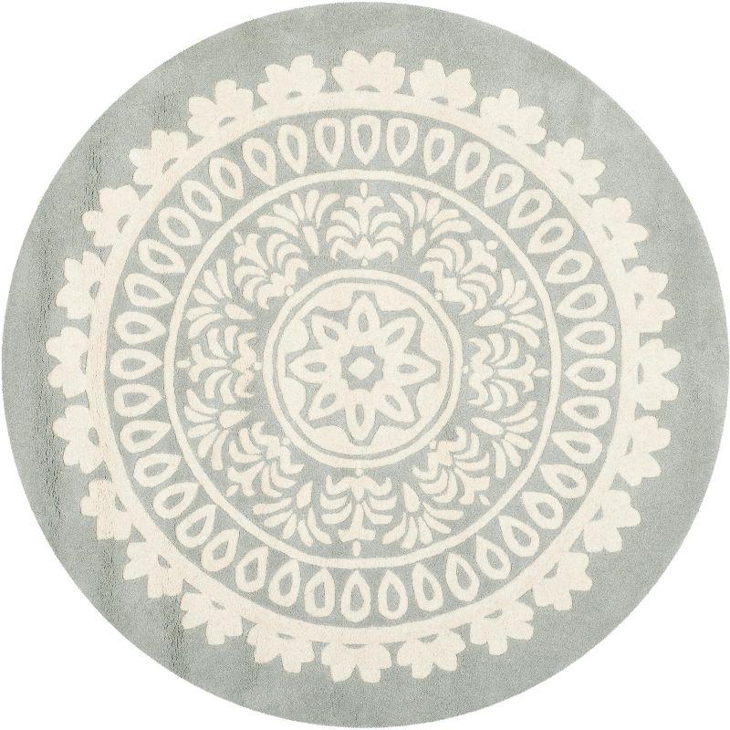 Bella BEL122 Hand Tufted Area Rug - Grey/Ivory - 7' round - Safavieh.