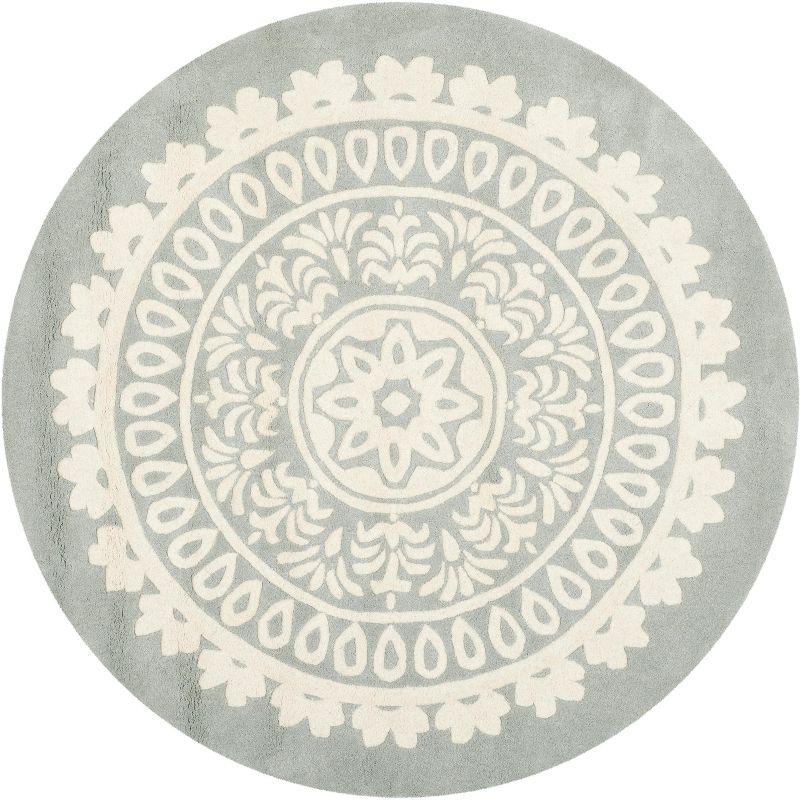 Hand-Tufted Bella Grey 7' Round Wool Area Rug