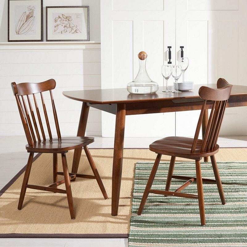 Walnut Slat Back Windsor Dining Chair Set of 2