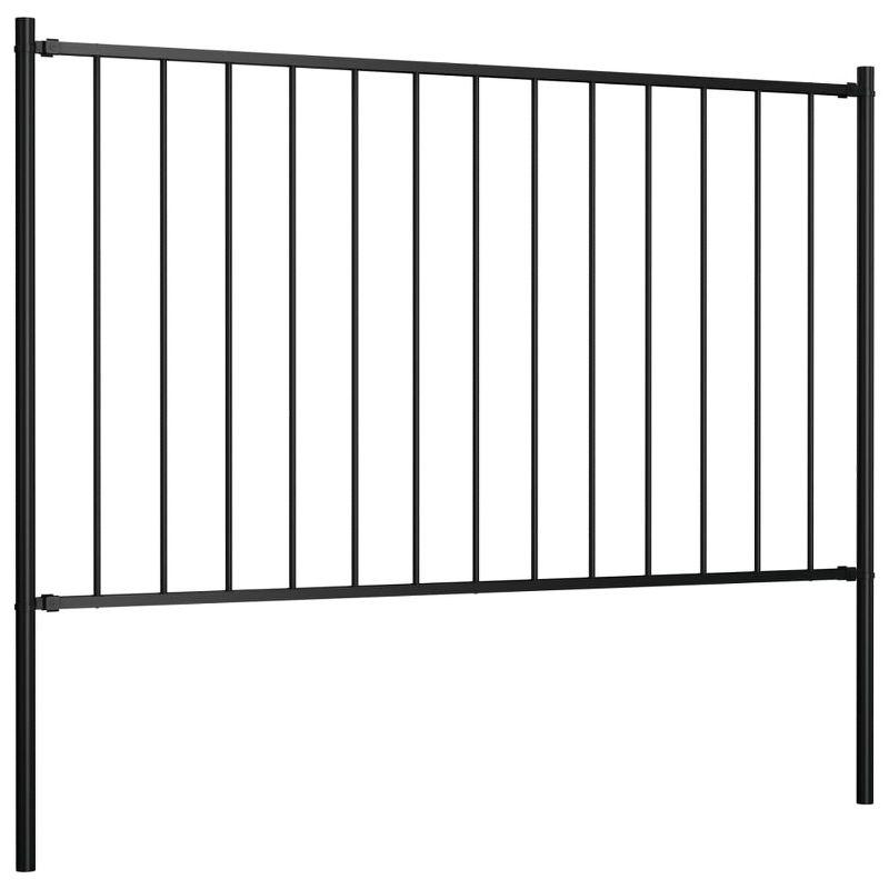 vidaXL Fence Panel with Posts Powder-coated Steel 5.6 ft.x4.1 ft. Black