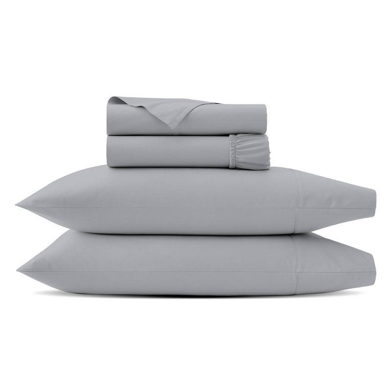 Color Sense King 1200 Thread Count Cotton Blend Sateen Sheet Set Soft Silver
