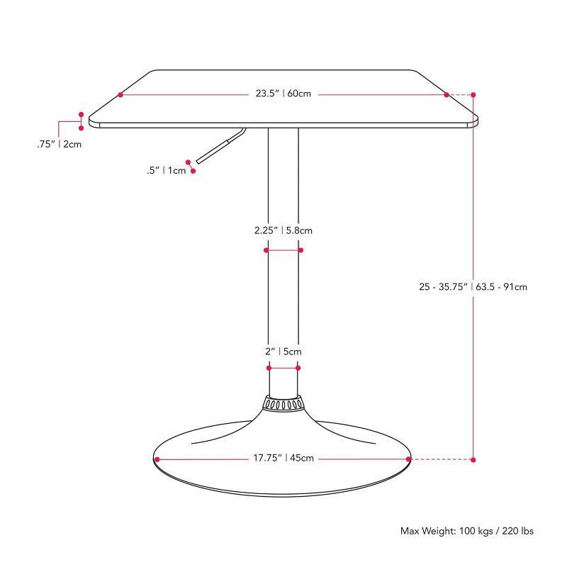 Black Adjustable Height Square Wood Bar Table